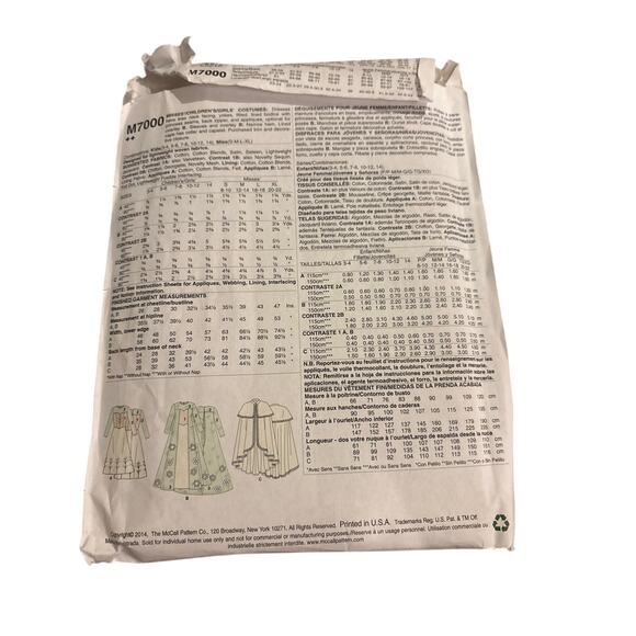 McCalls Sewing Pattern Winter Princess Dresses, and Cape FROZEN M7000 Girls 3-14 - Picture 2 of 3